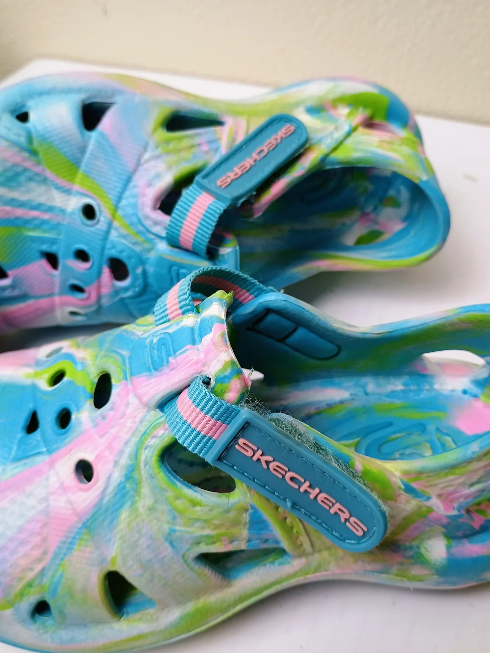 Skechers Cali Toddler Girl 12 Foamies Blue Multi-Color Water-Friendly Clogs
